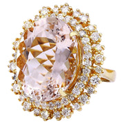 18.42 Carat Natural Morganite 14K Solid Yellow Gold Diamond Ring - Fashion Strada