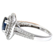 2.26 Carat Natural Sapphire 14K Solid White Gold Diamond Ring - Fashion Strada