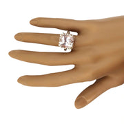 11.87 Carat Natural Kunzite 14K Solid Rose Gold Diamond Ring - Fashion Strada