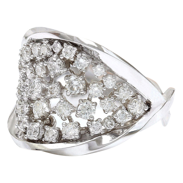 1.40 Carat Natural Diamond 14K Solid White Gold Ring - Fashion Strada