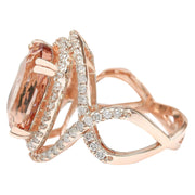 11.51 Carat Natural Morganite 14K Solid Rose Gold Diamond Ring - Fashion Strada
