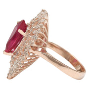 4.78 Carat Natural Ruby 14K Solid Rose Gold Diamond Ring - Fashion Strada