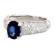 3.22 Carat Natural Sapphire 14K Solid White Gold Diamond Ring - Fashion Strada