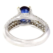 3.22 Carat Natural Sapphire 14K Solid White Gold Diamond Ring - Fashion Strada