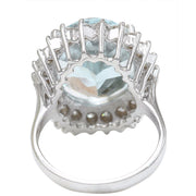 8.10 Carat Natural Aquamarine 14K Solid White Gold Diamond Ring - Fashion Strada